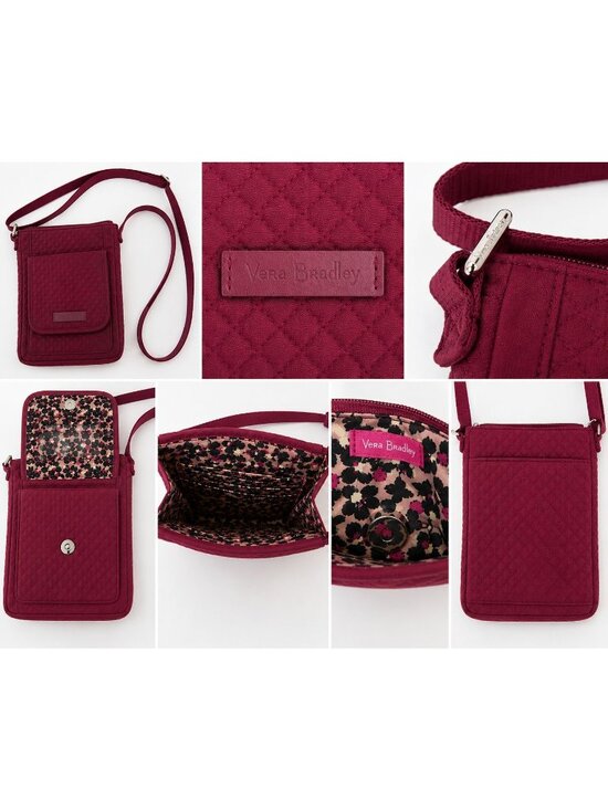Vera Bradley Handbags - Vera Bradley Quilted Crossbody Organizer Bag Burgundy Plum Floral Interior